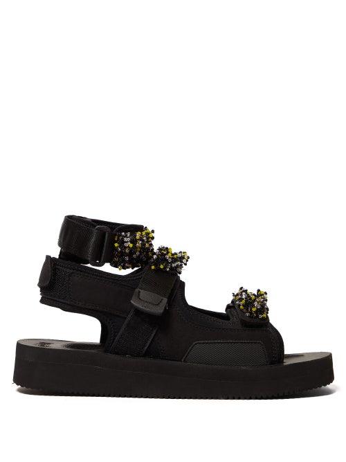 Matchesfashion.com Cecilie Bahnsen - X Suicoke Aurelia Beaded Velcro Strap Sandals - Womens - Black Multi