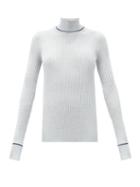 Matchesfashion.com Maison Margiela - Striped Roll-neck Ribbed Wool-blend Sweater - Womens - Grey