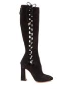 Matchesfashion.com Aquazzura - Medina 105 Lace Up Knee High Boots - Womens - Black
