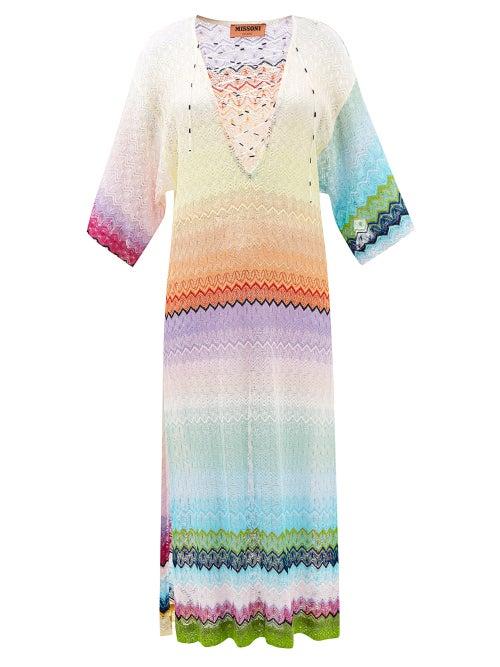 Missoni - Zigzag-jacquard Plunge-neck Kaftan - Womens - Multi