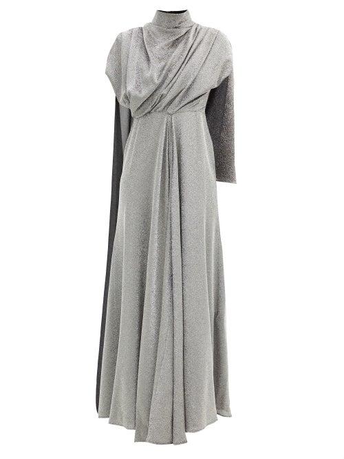 Matchesfashion.com Ellery - Dolomith Draped Silk-blend Jersey Maxi Dress - Womens - Silver