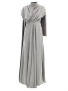 Matchesfashion.com Ellery - Dolomith Draped Silk-blend Jersey Maxi Dress - Womens - Silver