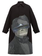 Matchesfashion.com Valentino - Ufo Print Wool Blend Overcoat - Mens - Black
