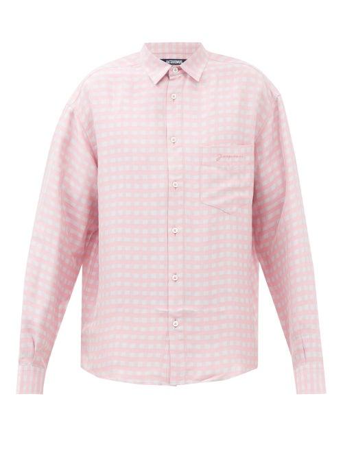 Jacquemus - Simon Gingham Shirt - Mens - Pink White