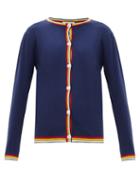 Matchesfashion.com Marni - Stripe-edge Wool Cardigan - Womens - Navy