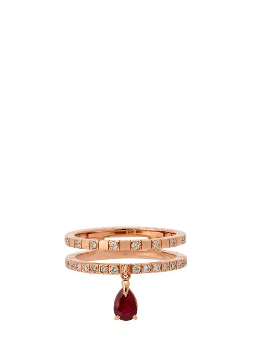 Matchesfashion.com Diane Kordas - Spectrum 18kt Rose Gold, Diamond & Ruby Ring - Womens - Red