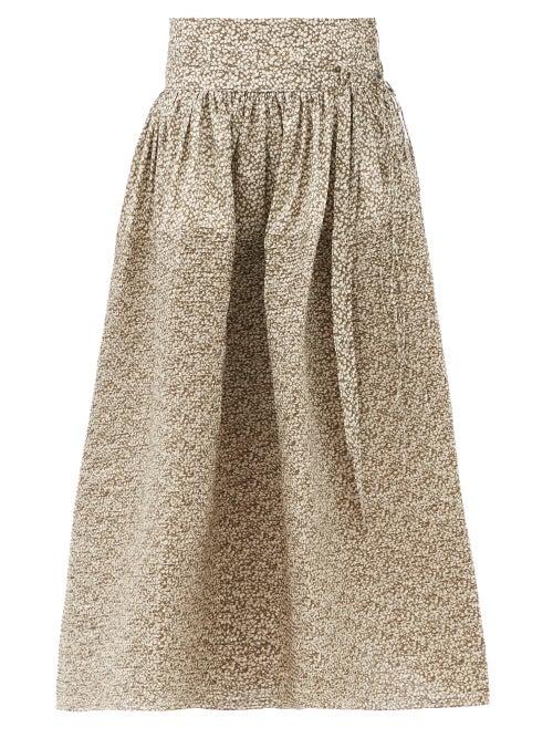 Matchesfashion.com Horror Vacui - Toga Floral-print Cotton Midi Skirt - Womens - Multi
