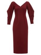 Matchesfashion.com Emilia Wickstead - Calla Wool Crepe Midi Dress - Womens - Burgundy