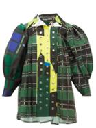 Matchesfashion.com Chopova Lowena - Tartan-print Poplin Dress - Womens - Green Multi