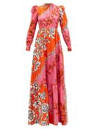 Matchesfashion.com Erdem - Claudina Modotti Wallpaper-print Cotton Dress - Womens - Pink Multi