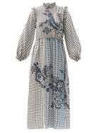 Matchesfashion.com Biyan - Ampera Mosaic-print Silk Dress - Womens - Grey