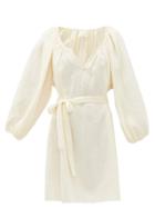 Matchesfashion.com Loup Charmant - Raw-hem Organic-cotton Gauze Dress - Womens - Ivory