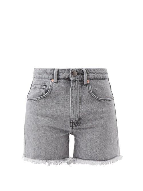 Raey - Comet Mid-rise Organic-cotton Denim Shorts - Womens - Light Grey