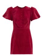 Matchesfashion.com The Vampire's Wife - The Heartbreaker Cotton Jumbo-cord Mini Dress - Womens - Raspberry