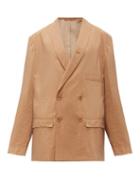 Matchesfashion.com Lemaire - Oversized Double Breasted Silk Blend Blazer - Womens - Tan