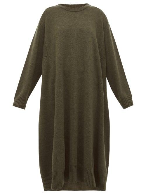 Matchesfashion.com Eskandar - A Line Cashmere Midi Dress - Womens - Khaki