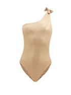 Matchesfashion.com Sara Cristina - Nerea Knotted One-shoulder Swimsuit - Womens - Gold