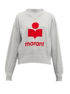 Matchesfashion.com Isabel Marant Toile - Moby Flocked Logo Cotton Blend Sweatshirt - Womens - Grey