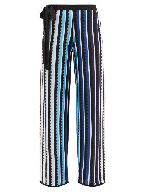 Matchesfashion.com Mary Mare - Rego High-rise Striped Straight-fit Trousers - Womens - Blue Stripe