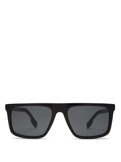 Matchesfashion.com Burberry - Penford Square Frame Straight Brow Sunglasses - Mens - Black