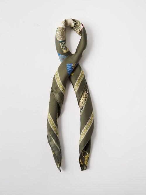 Etro - Goa Printed Silk-twill Scarf - Womens - Dark Green Multi