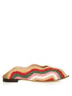 Fendi Wave Foldable-heel Raffia Flats