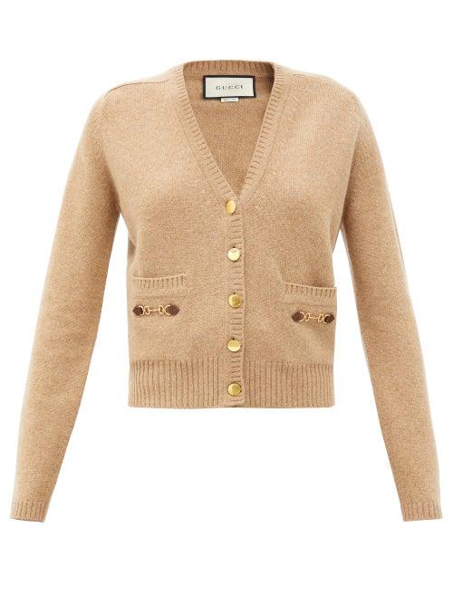 Matchesfashion.com Gucci - Horsebit-embellished Cashmere Cardigan - Womens - Camel