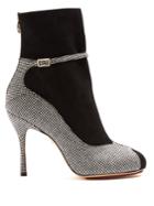 Charlotte Olympia Incognito Hound's-tooth Suede And Wool Boots