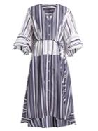 Palmer/harding V-neck Striped Cotton-poplin Dress