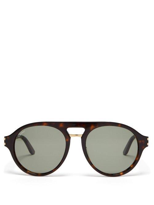 Matchesfashion.com Cartier Eyewear - D Frame Acetate Sunglasses - Mens - Brown