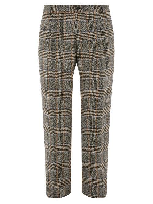 Matchesfashion.com Dolce & Gabbana - Glen Check Wool Blend Trousers - Mens - Black Multi