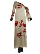 Johanna Ortiz Floral-print One-shoulder Silk Dress