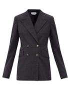 Matchesfashion.com Gabriela Hearst - Angela Checked Wool-blend Double-breasted Jacket - Womens - Navy White