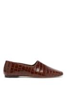 Matchesfashion.com By Far - Petra High Cut Crocodile Effect Leather Loafers - Womens - Dark Brown