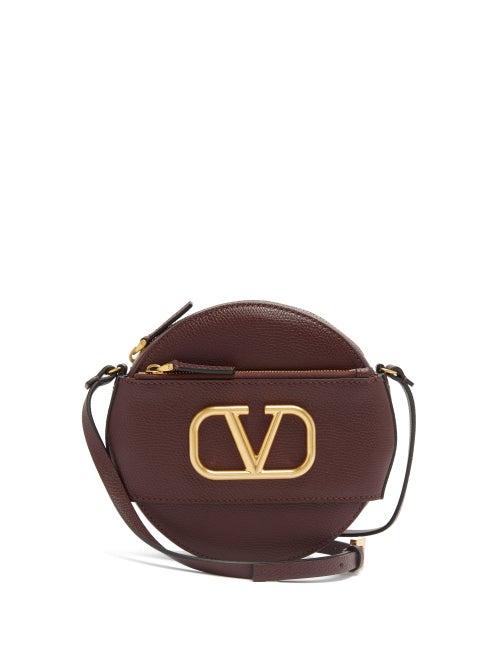 Matchesfashion.com Valentino - V Logo Circular Leather Cross Body Bag - Womens - Burgundy