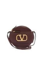 Matchesfashion.com Valentino - V Logo Circular Leather Cross Body Bag - Womens - Burgundy