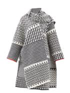 Matchesfashion.com Stella Mccartney - Zig Zag-jacquard Asymmetric Virgin-wool Cape Coat - Womens - Grey