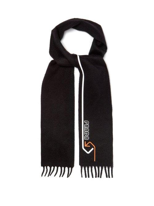 Matchesfashion.com Prada - Logo Print Cashmere Scarf - Mens - Black