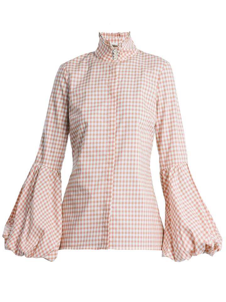 Caroline Constas Jaqueline Gingham-checked Cotton Shirt