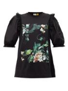 Matchesfashion.com 4 Moncler Simone Rocha - Floral-print Cotton T-shirt - Womens - Black