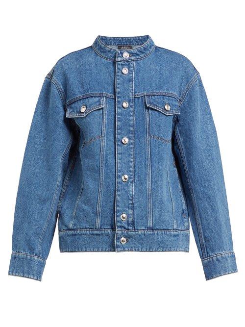 Matchesfashion.com A.p.c. - Bailey Drop Shoulder Cotton Blend Denim Jacket - Womens - Denim