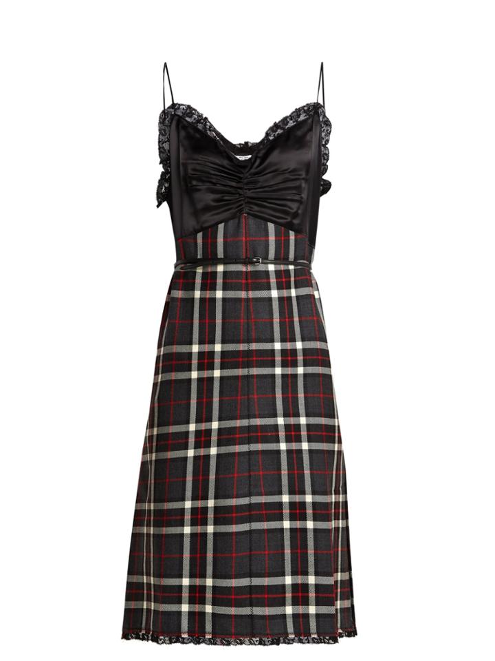 Miu Miu Tartan Satin And Wool Cami Dress