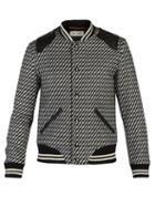 Matchesfashion.com Saint Laurent - Leather Trimmed Wool Blend Bomber Jacket - Mens - Black White