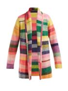 Matchesfashion.com The Elder Statesman - Italy Intarsia Stripe Cashmere Smoking Jacket - Womens - Pink Multi