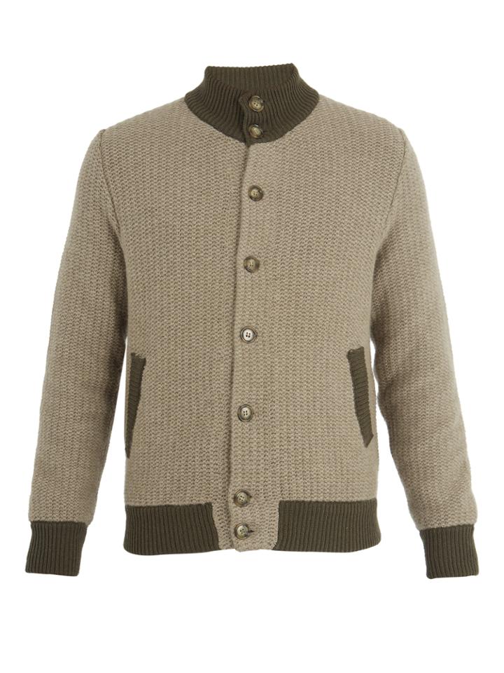 Thom Sweeney High-neck Cashmere And Wool-blend Bomber Jacket