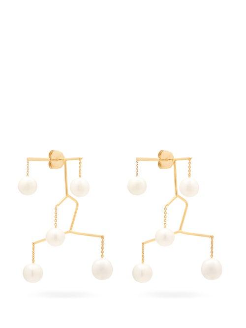 Matchesfashion.com Anissa Kermiche - X Rejina Pyo Kinetic Perle Drop Earrings - Womens - Pearl