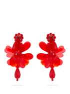 Matchesfashion.com Simone Rocha - Floral Drop Beaded Earrings - Womens - Red