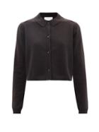 Allude - Point-collar Wool-blend Cardigan - Womens - Black