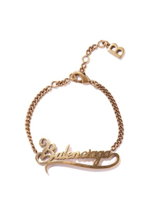 Balenciaga - Valentine Cursive-logo Bracelet - Womens - Gold