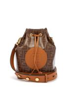 Matchesfashion.com Fendi - Mon Tresor Ff Jacquard Leather Bucket Bag - Womens - Tan Multi